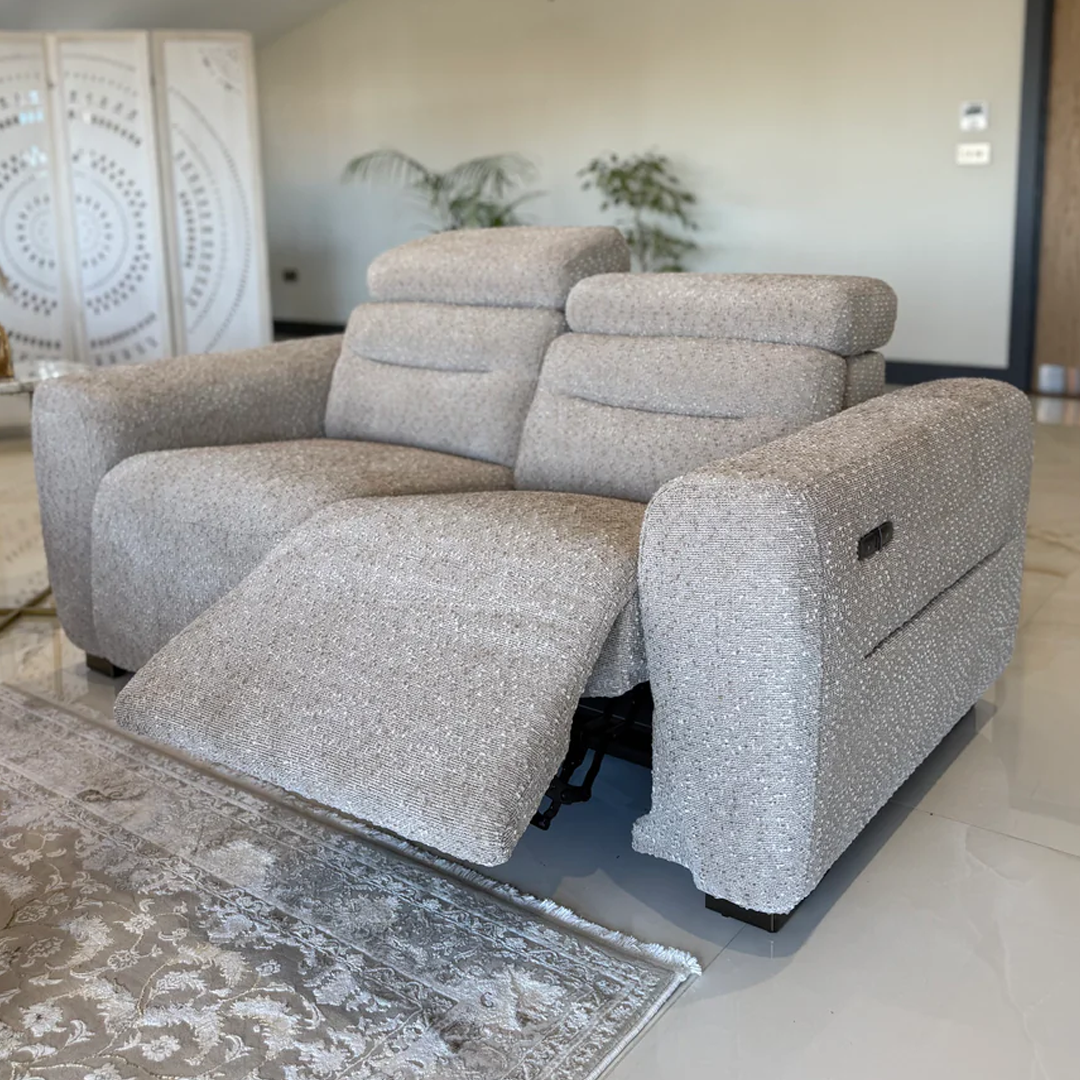 Boucle Weave Fabric 2 Seater Sofa Electric Recliner - Tokyo