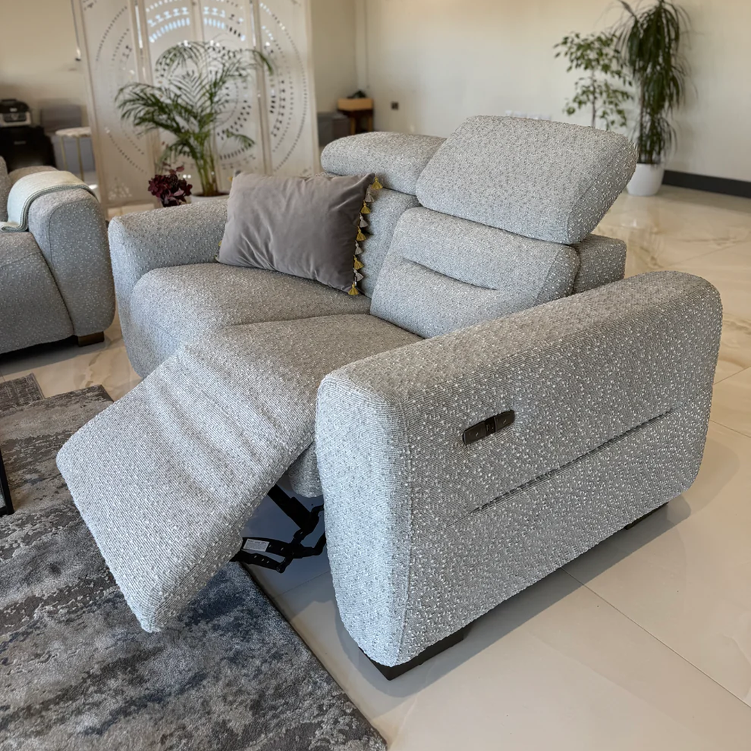 Boucle Weave Fabric 2 Seater Sofa Electric Recliner - Tokyo