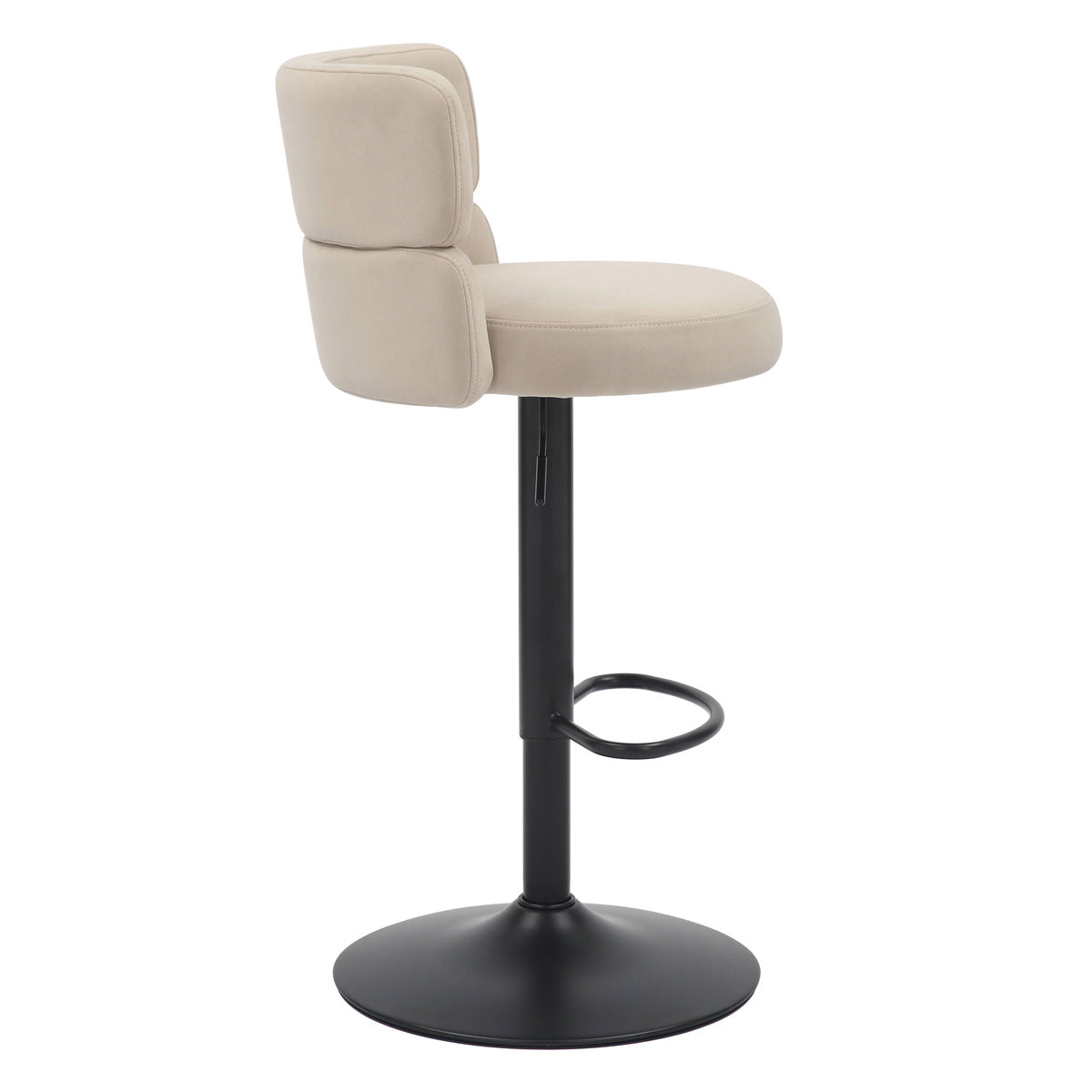 Brushed Velvet Bar Stool With Black Metal Base - Mason