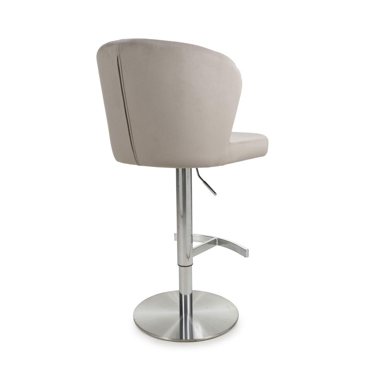 Brushed Velvet Bar Stool With Brushed Stainless Steel Circular Base - Sigma