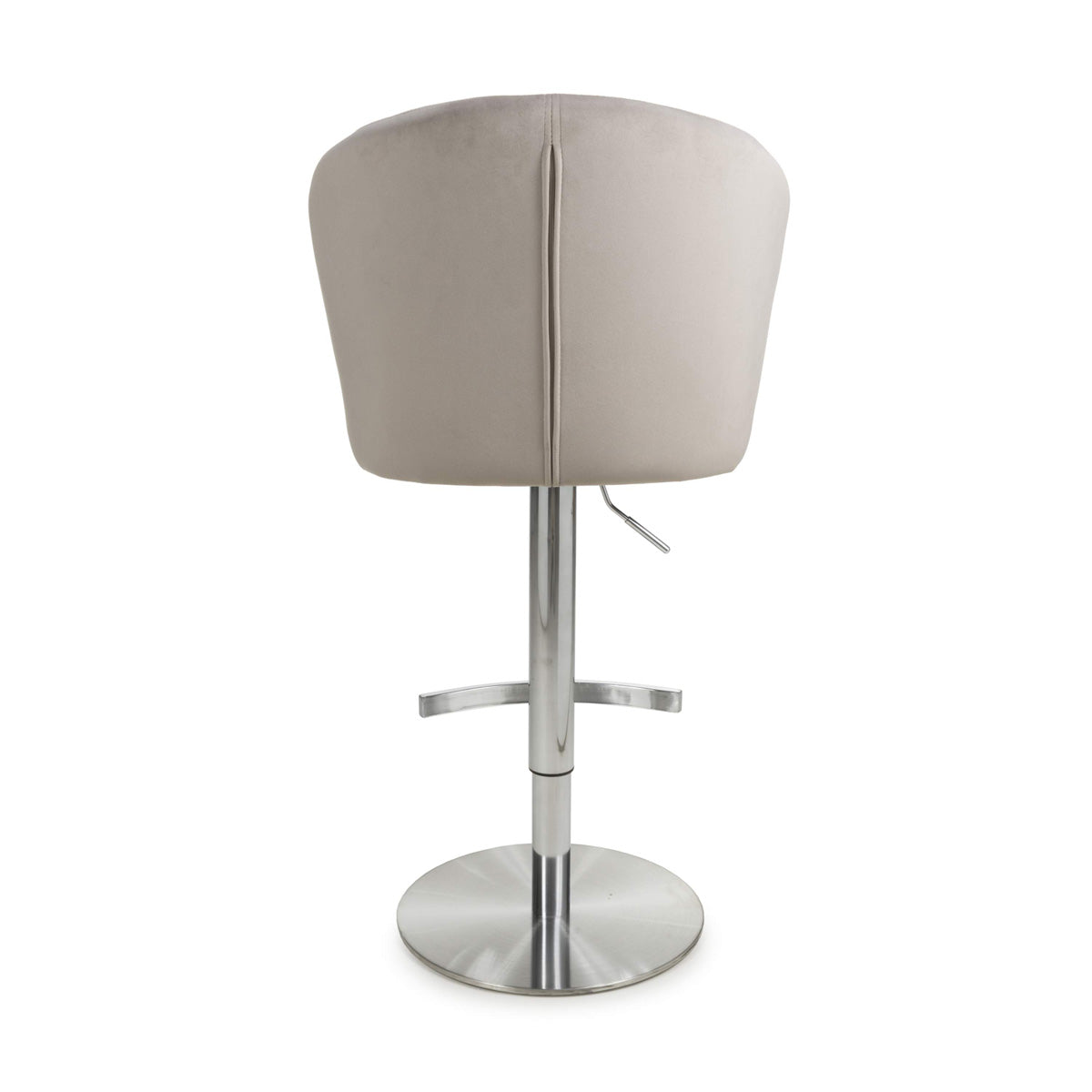 Brushed Velvet Bar Stool With Brushed Stainless Steel Circular Base - Sigma