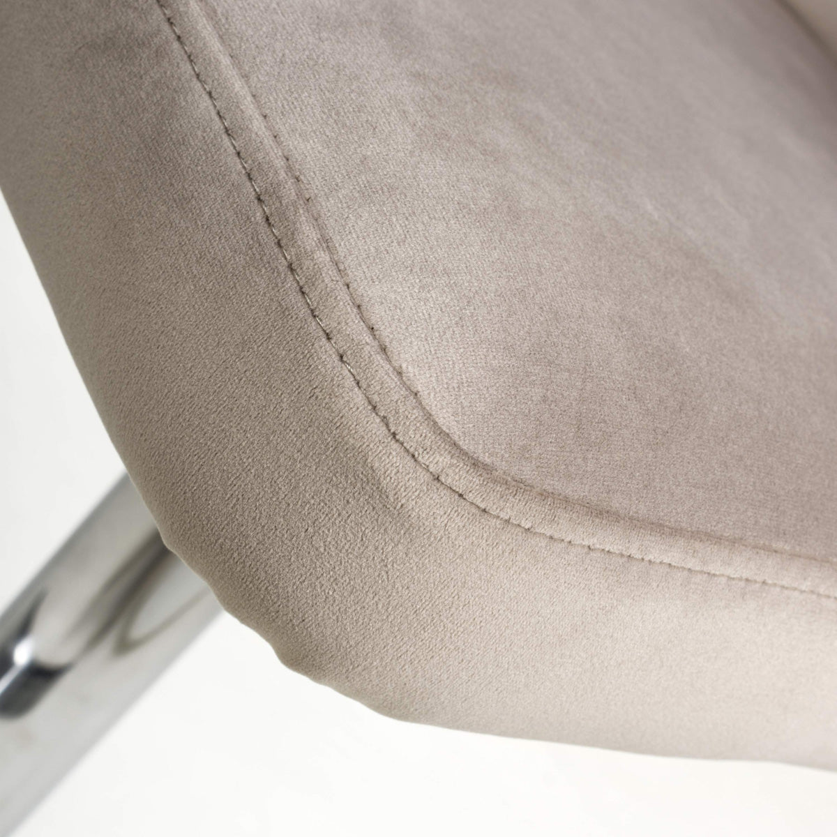 Brushed Velvet Bar Stool With Brushed Stainless Steel Circular Base - Sigma