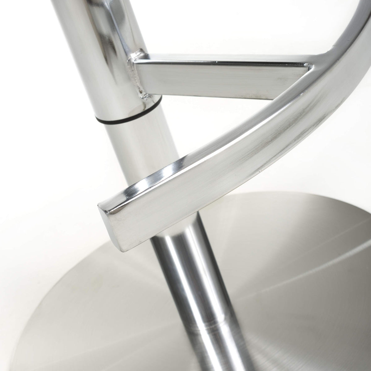 Brushed Velvet Bar Stool With Brushed Stainless Steel Circular Base - Sigma