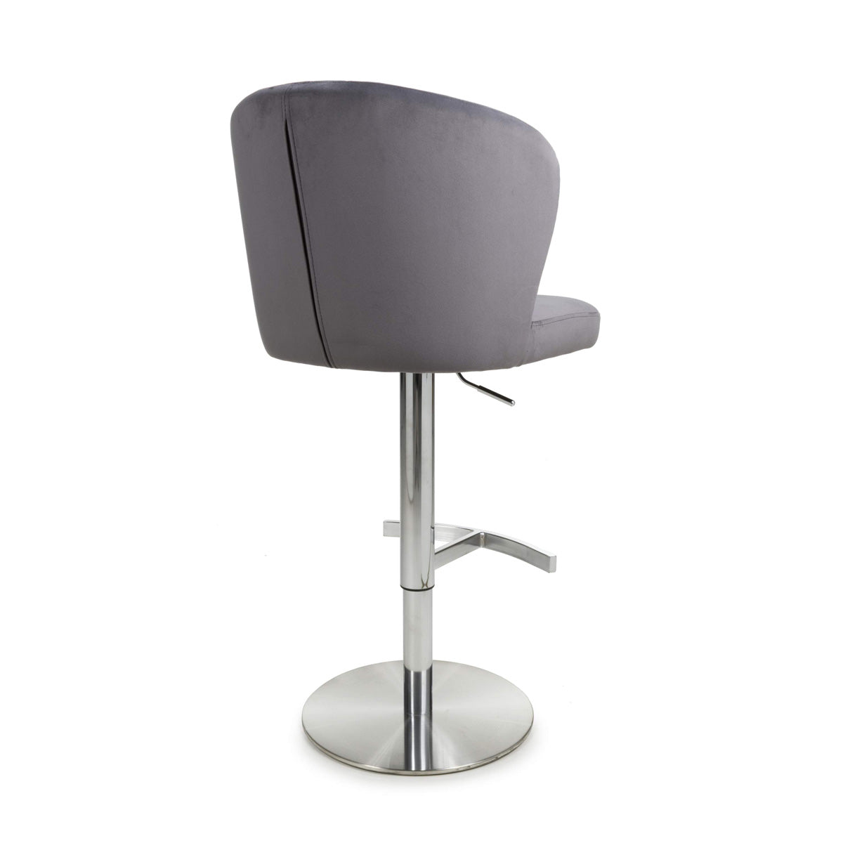 Brushed Velvet Bar Stool With Brushed Stainless Steel Circular Base - Sigma