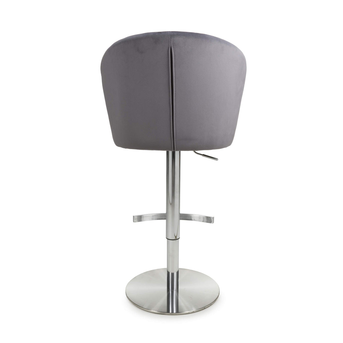 Brushed Velvet Bar Stool With Brushed Stainless Steel Circular Base - Sigma