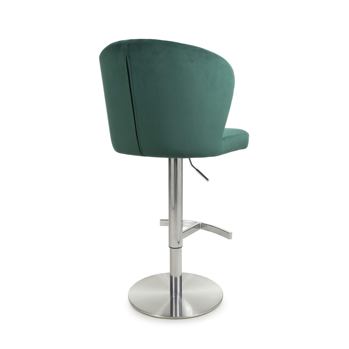 Brushed Velvet Bar Stool With Brushed Stainless Steel Circular Base - Sigma