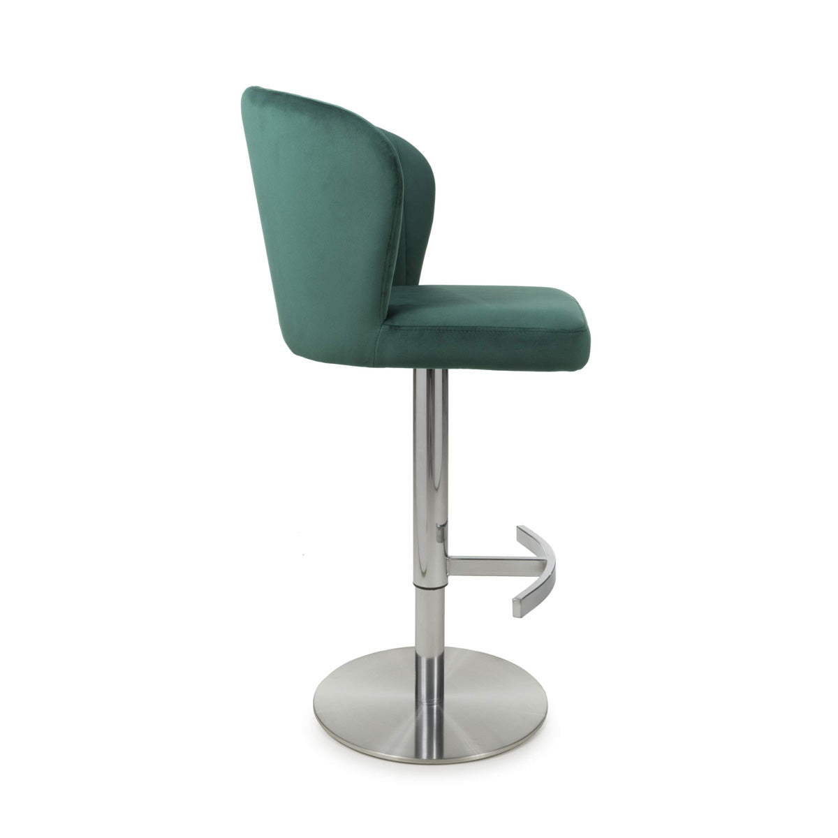 Brushed Velvet Bar Stool With Brushed Stainless Steel Circular Base - Sigma