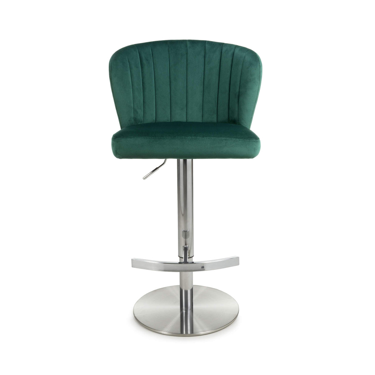 Brushed Velvet Bar Stool With Brushed Stainless Steel Circular Base - Sigma