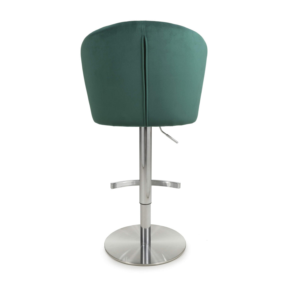 Brushed Velvet Bar Stool With Brushed Stainless Steel Circular Base - Sigma
