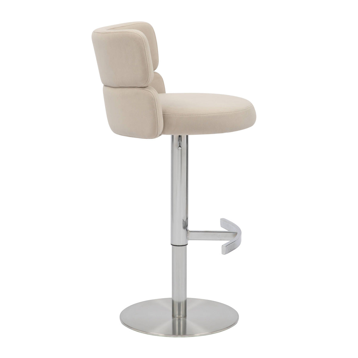 Brushed Velvet Bar Stool With Chrome Metal Base - Mason