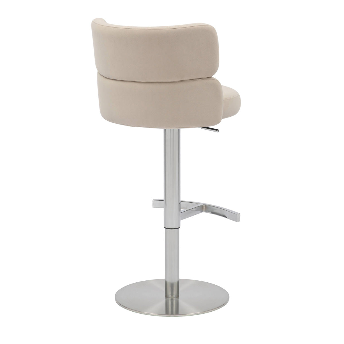 Brushed Velvet Bar Stool With Chrome Metal Base - Mason