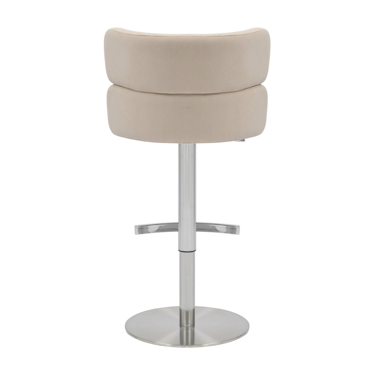 Brushed Velvet Bar Stool With Chrome Metal Base - Mason