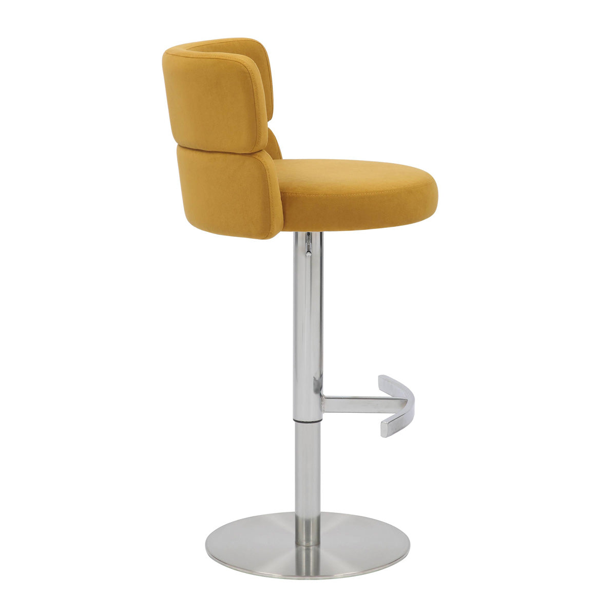 Brushed Velvet Bar Stool With Chrome Metal Base - Mason