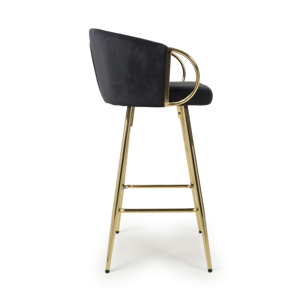 Brushed Velvet Bar Stool With Gold Chrome Metal frame - Volero