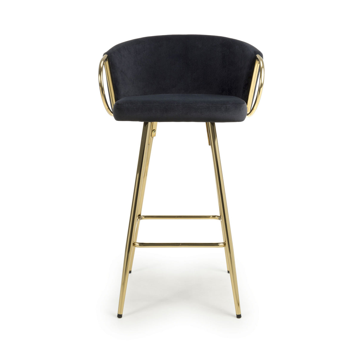 Brushed Velvet Bar Stool With Gold Chrome Metal frame - Volero