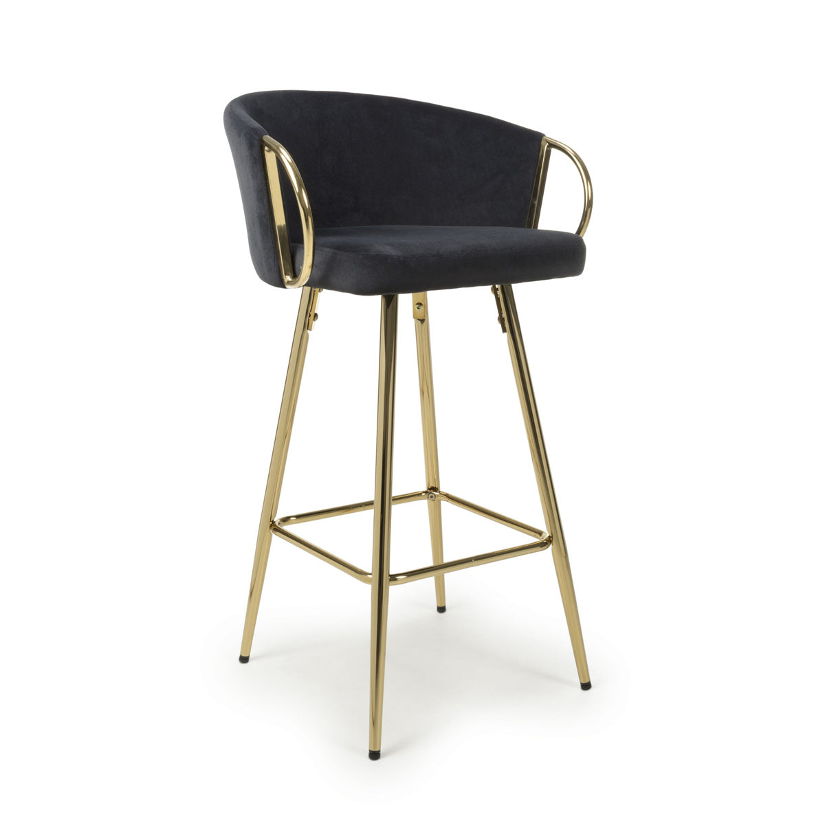 Brushed Velvet Bar Stool With Gold Chrome Metal frame - Volero