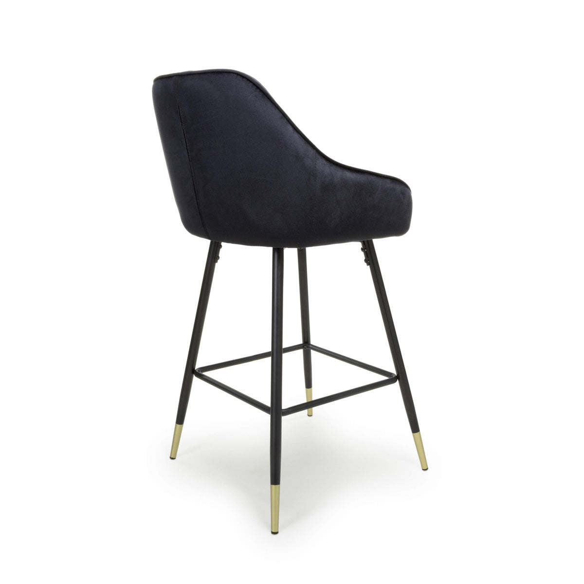 Brushed Velvet Bar Stools in Set Of 2 With Black Metal Tapered Legs - Savanna