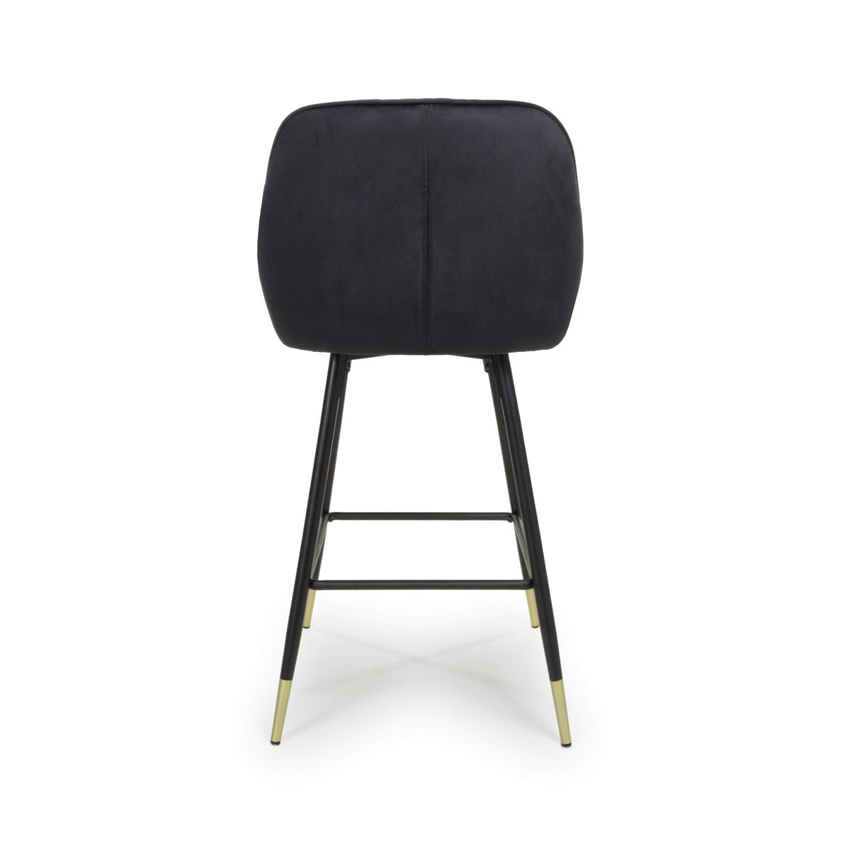 Brushed Velvet Bar Stools in Set Of 2 With Black Metal Tapered Legs - Savanna