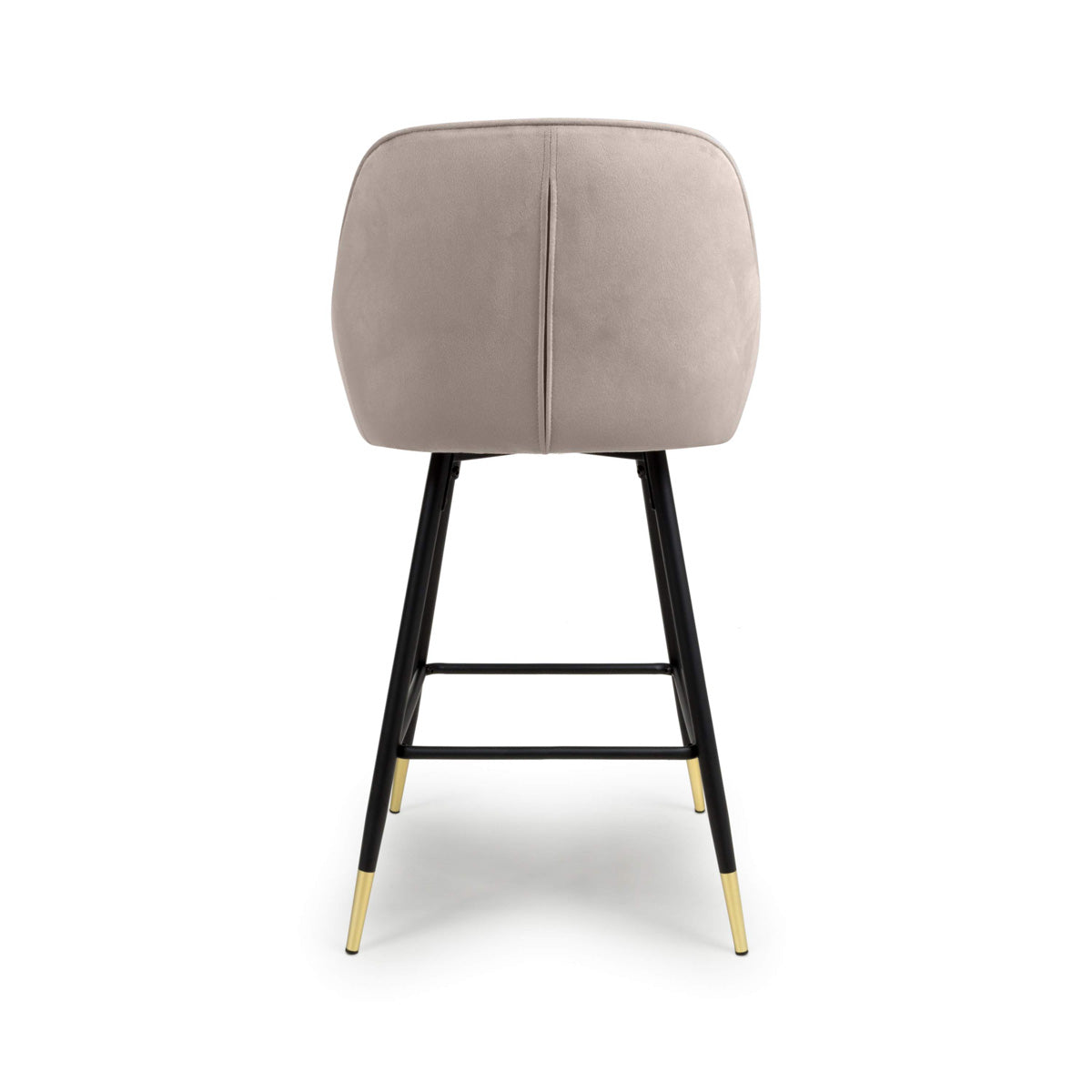 Brushed Velvet Bar Stools in Set Of 2 With Black Metal Tapered Legs - Savanna