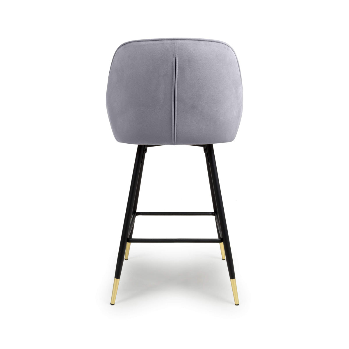 Brushed Velvet Bar Stools in Set Of 2 With Black Metal Tapered Legs - Savanna