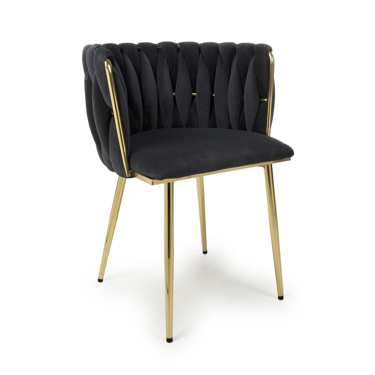 Brushed Velvet Dining Chairs in Set Of 2 With Gold Metal Frame - Ontario