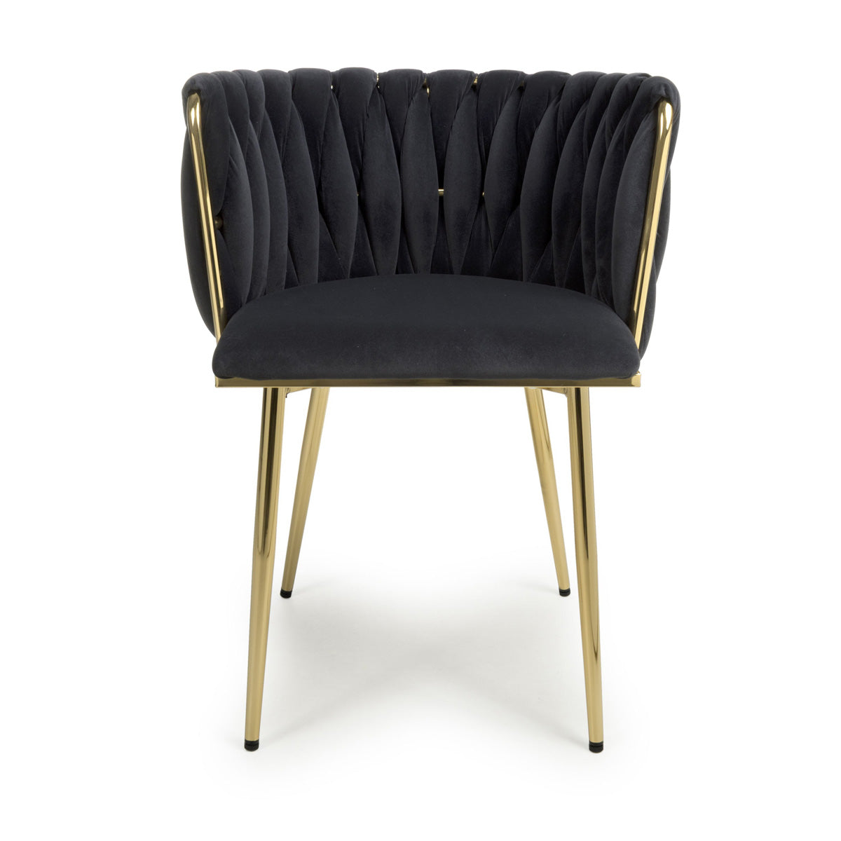 Brushed Velvet Dining Chairs in Set Of 2 With Gold Metal Frame - Ontario