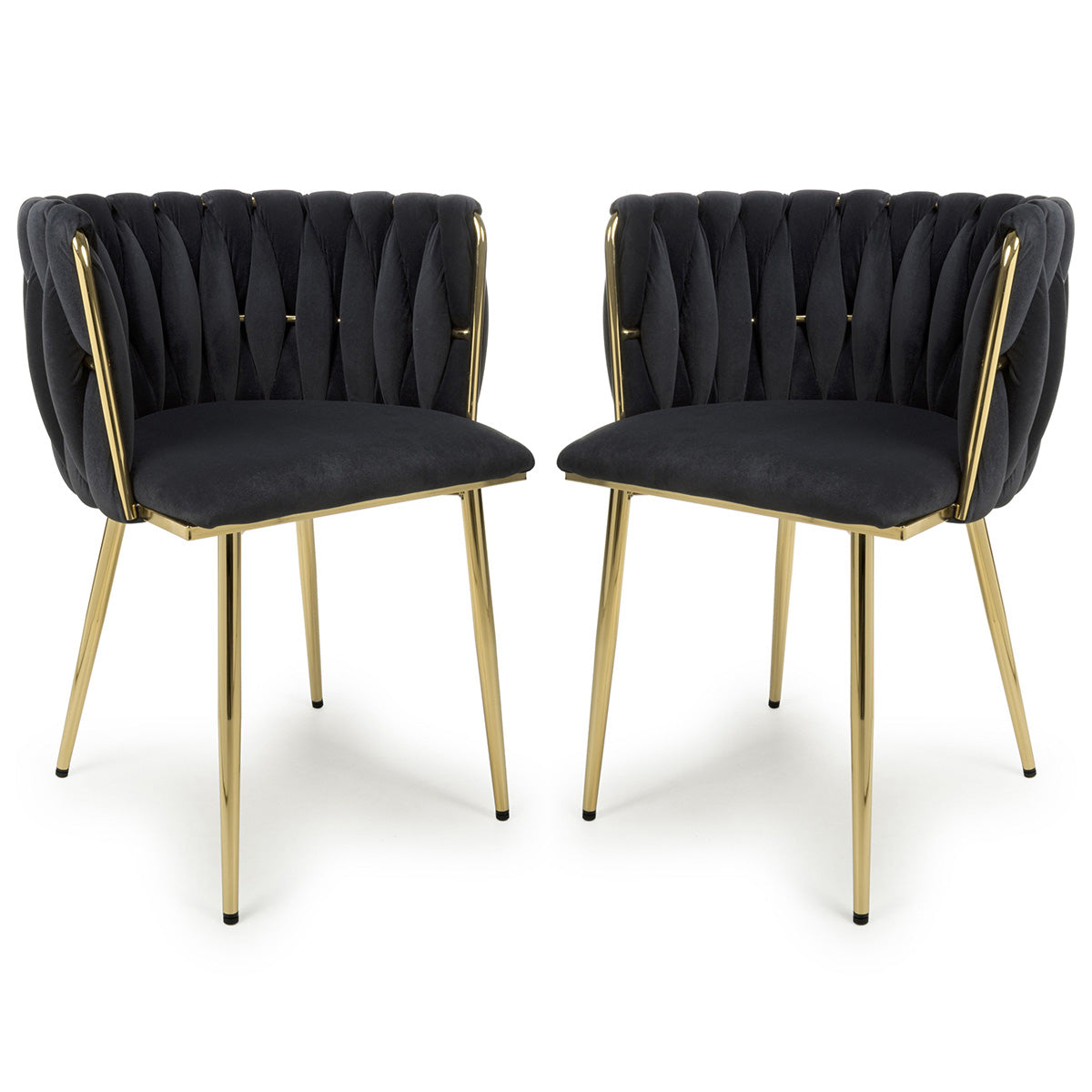 Brushed Velvet Dining Chairs in Set Of 2 With Gold Metal Frame - Ontario