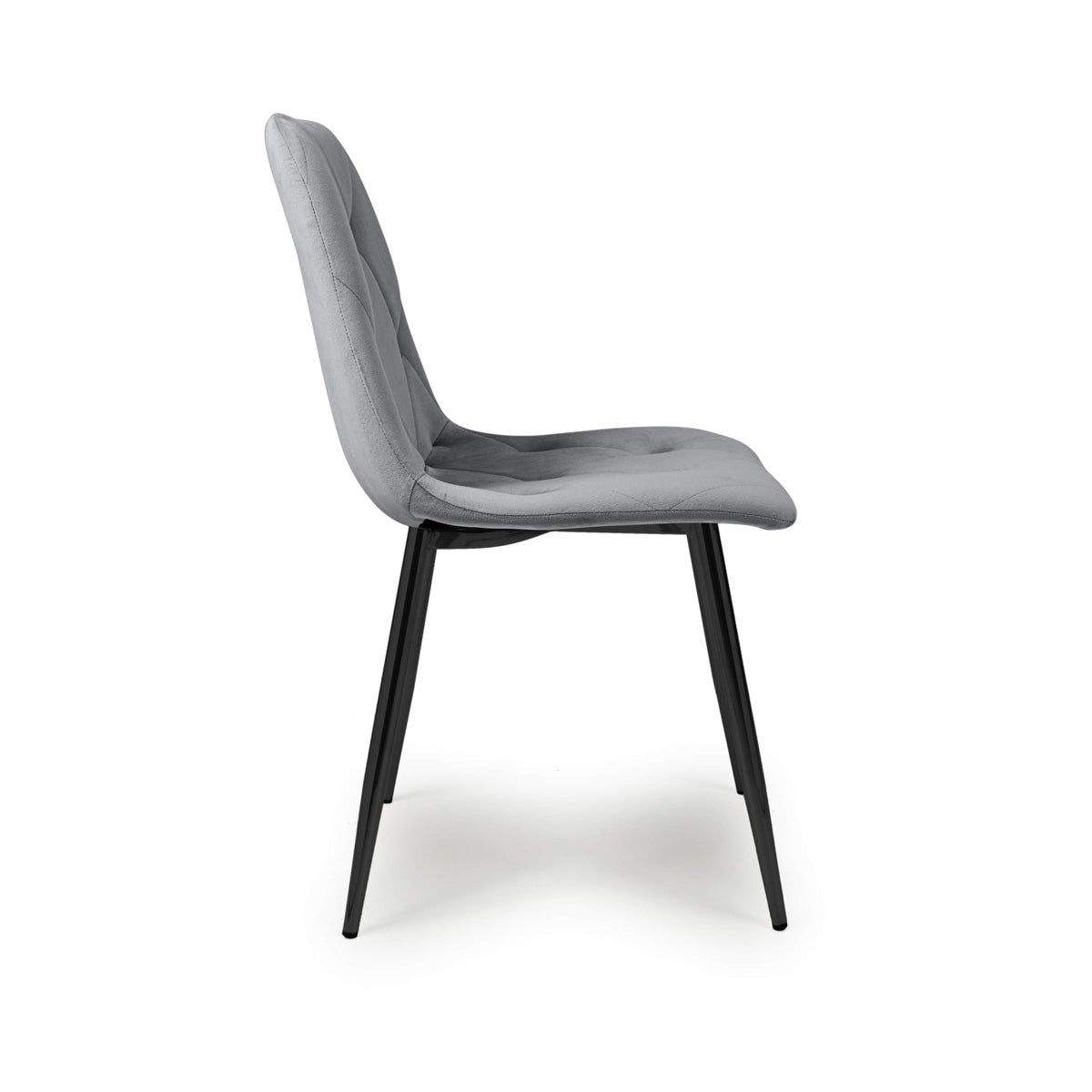 Brushed Velvet Dining Chairs in Set Of 4 With Black Metal Legs - Vernon