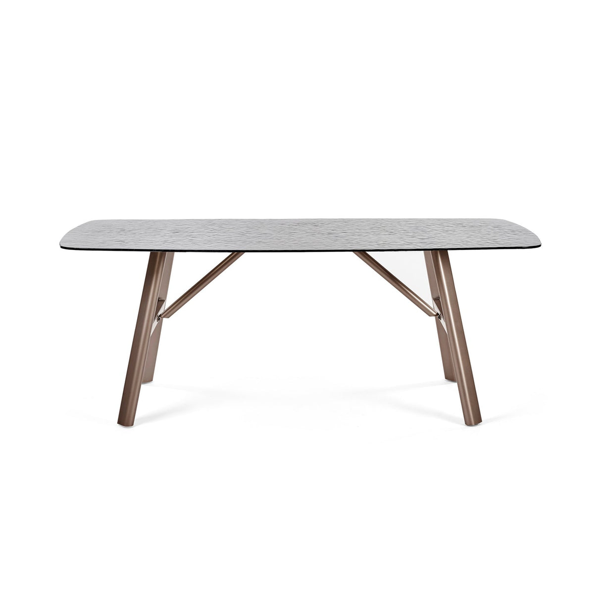 Bubble Glass Top Dining Table for 4 to 6 People Rectangular - Callisto