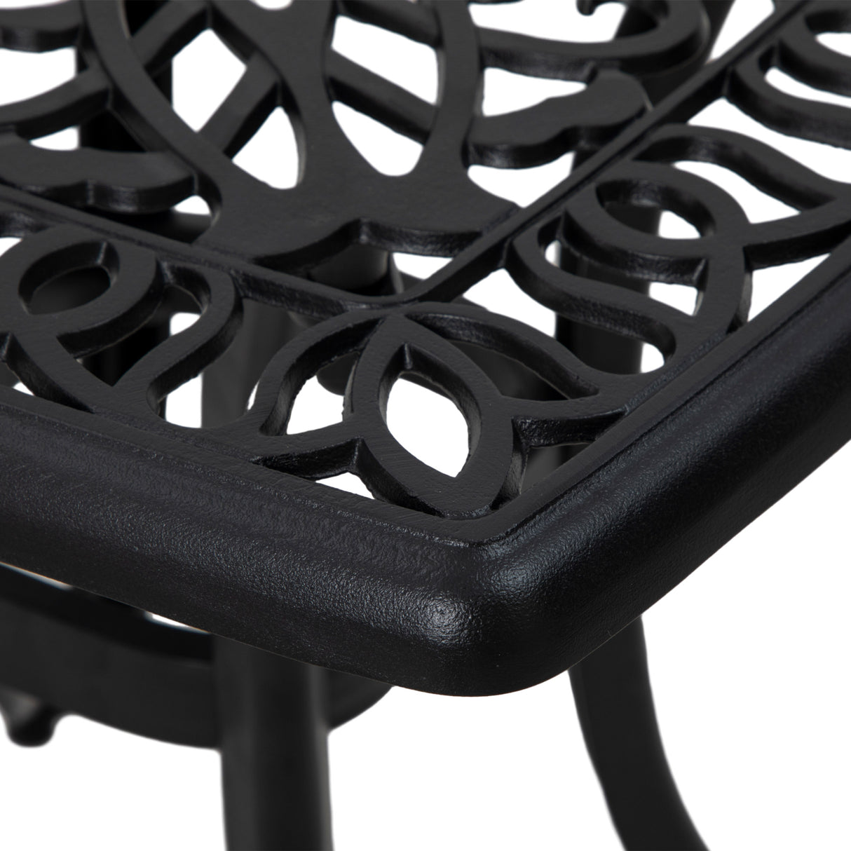 Cast Aluminium Outdoor Garden Bistro Table With Umbrella Hole Square - Velmora