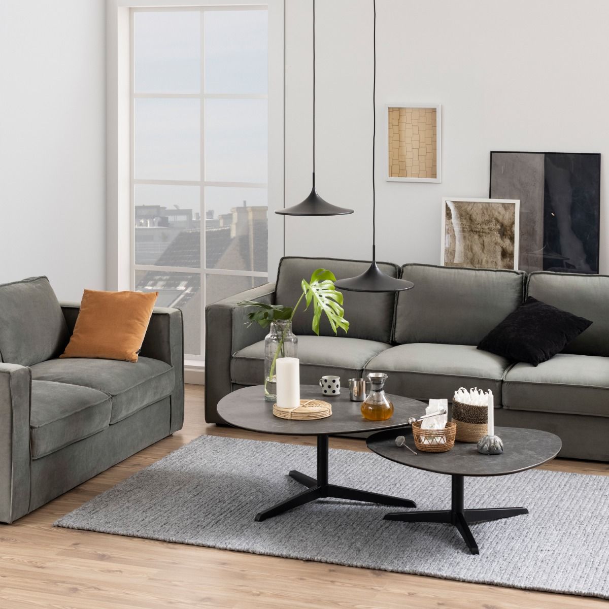 Ceramic Coffee Table 100cm Wide Plectrum Shape - Barnsley