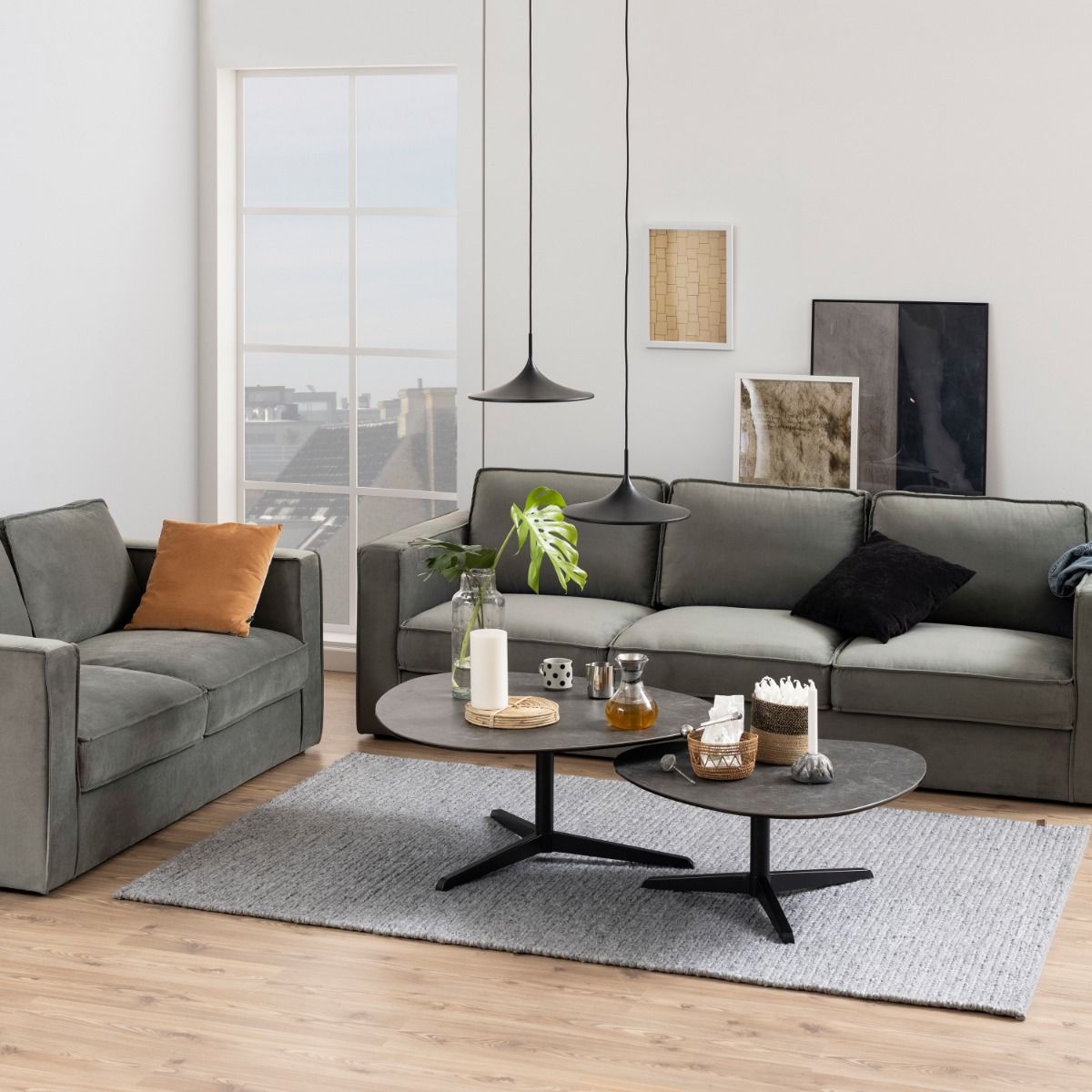 Ceramic Coffee Table 84cm Wide Plectrum Shape - Barnsley