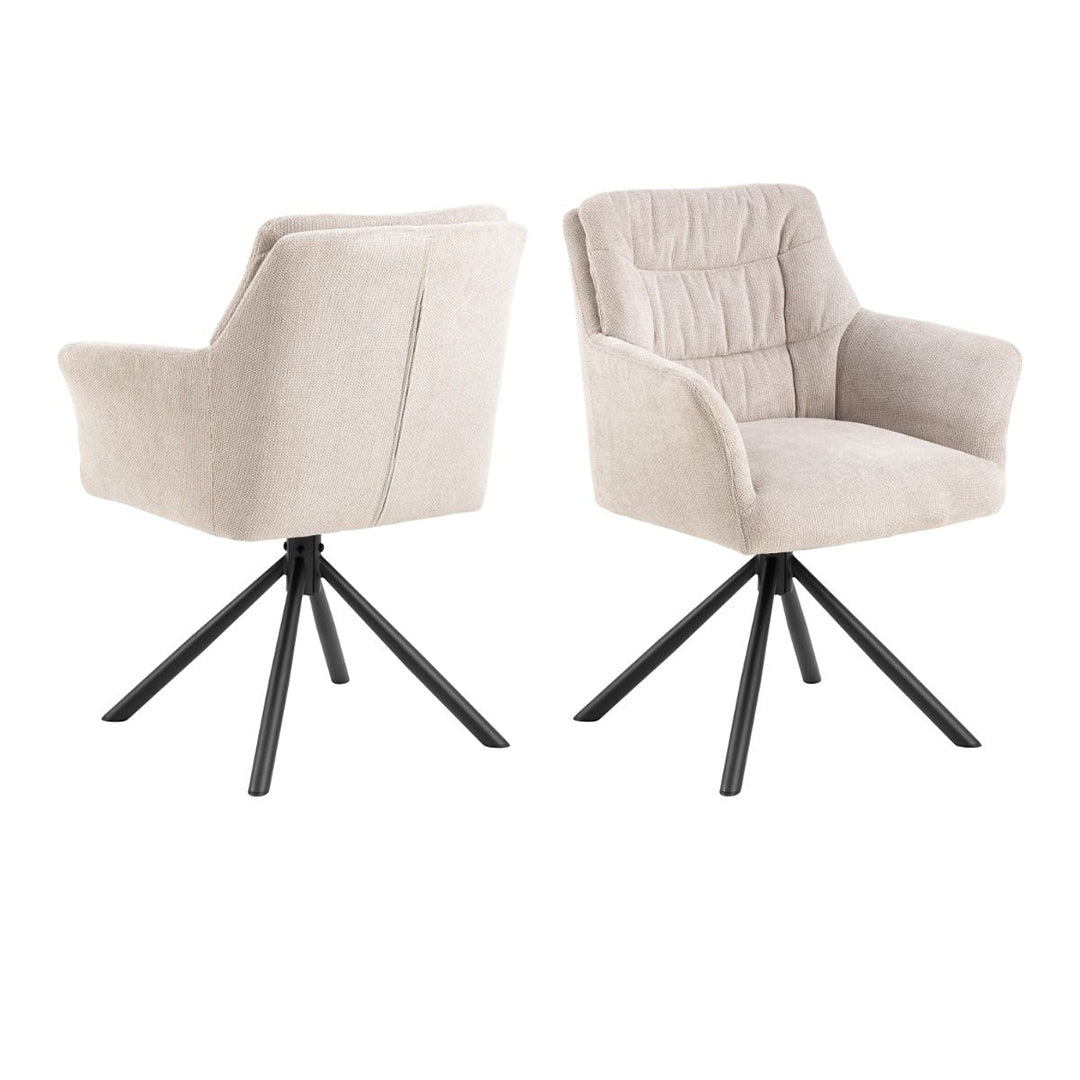 Ceramic Dining Table With 4 Alonso Swivel Cream Dining Chairs - Heaven