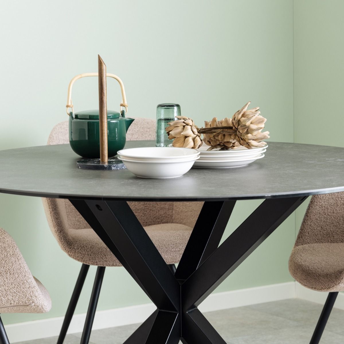 Ceramic Dining Table for 4 People 119cm Wide Round - Heaven
