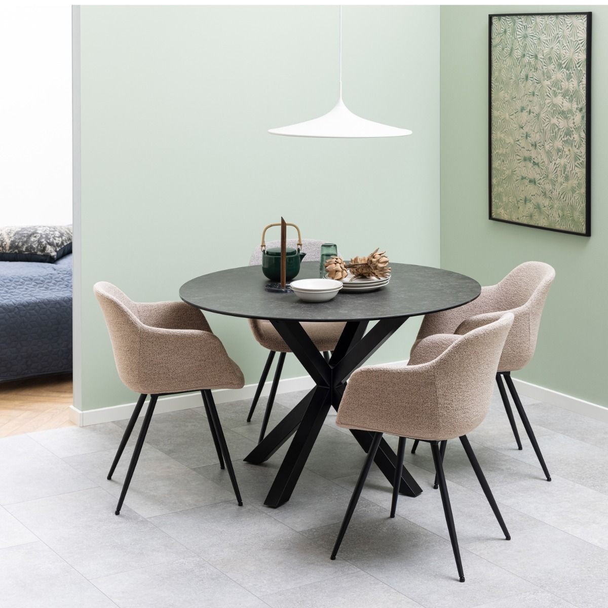 Ceramic Dining Table for 4 People 119cm Wide Round - Heaven