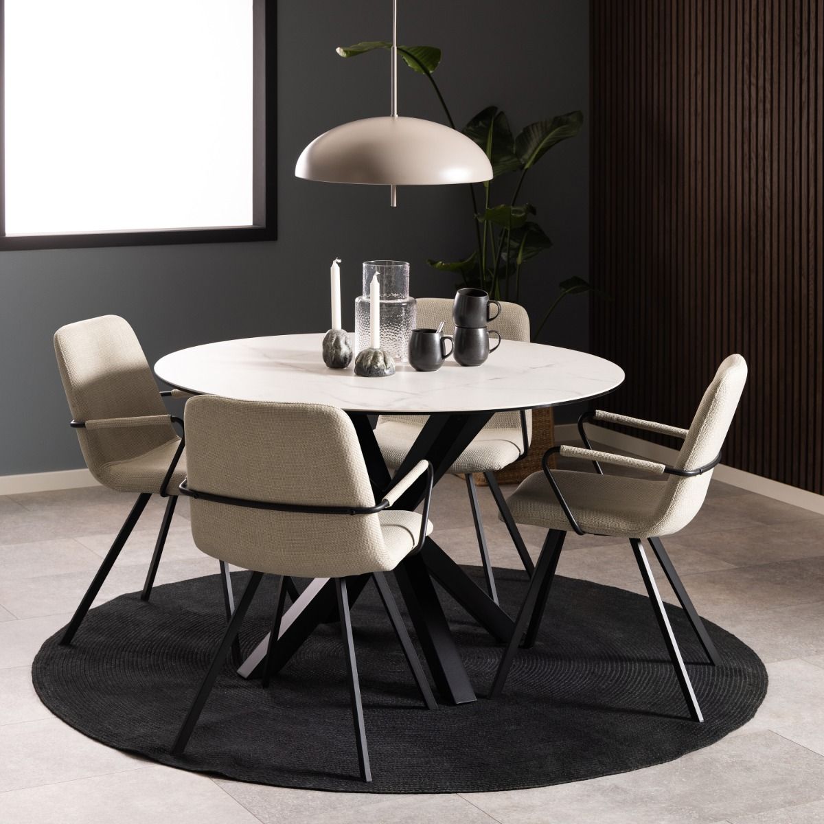 Ceramic Dining Table for 4 People 119cm Wide Round - Heaven