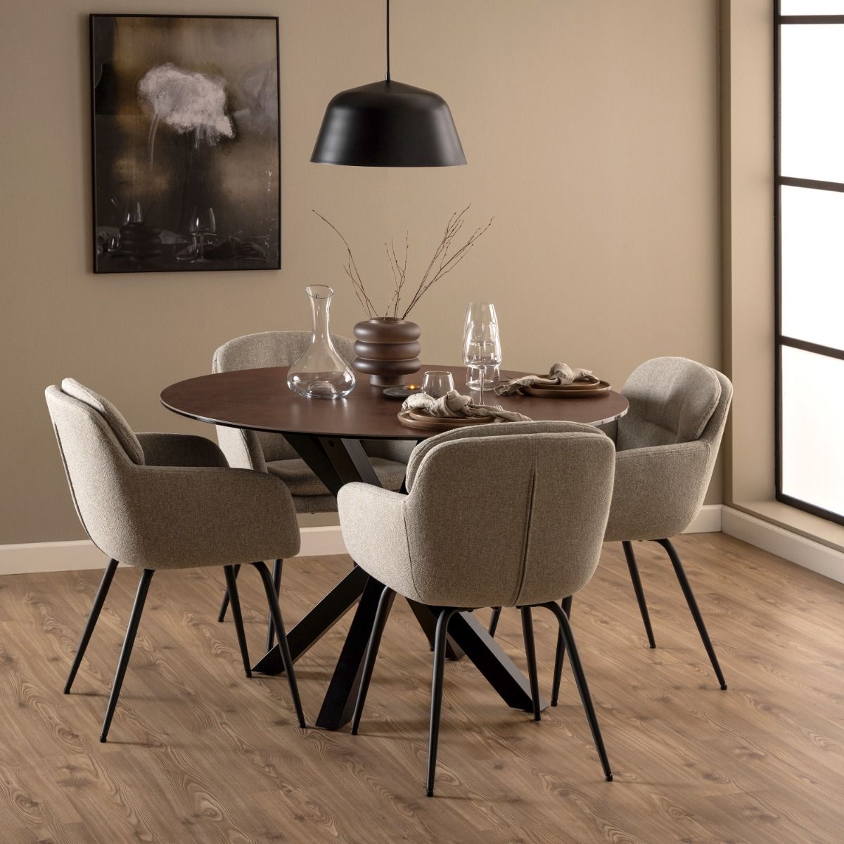 Ceramic Dining Table for 4 People 119cm Wide Round - Heaven