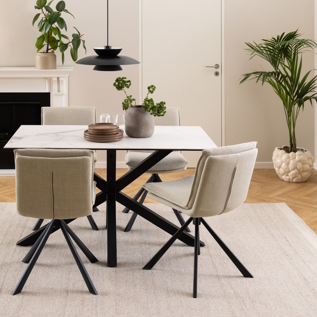 Ceramic Dining Table for 4 People 135cm Wide Rectangular - Heaven