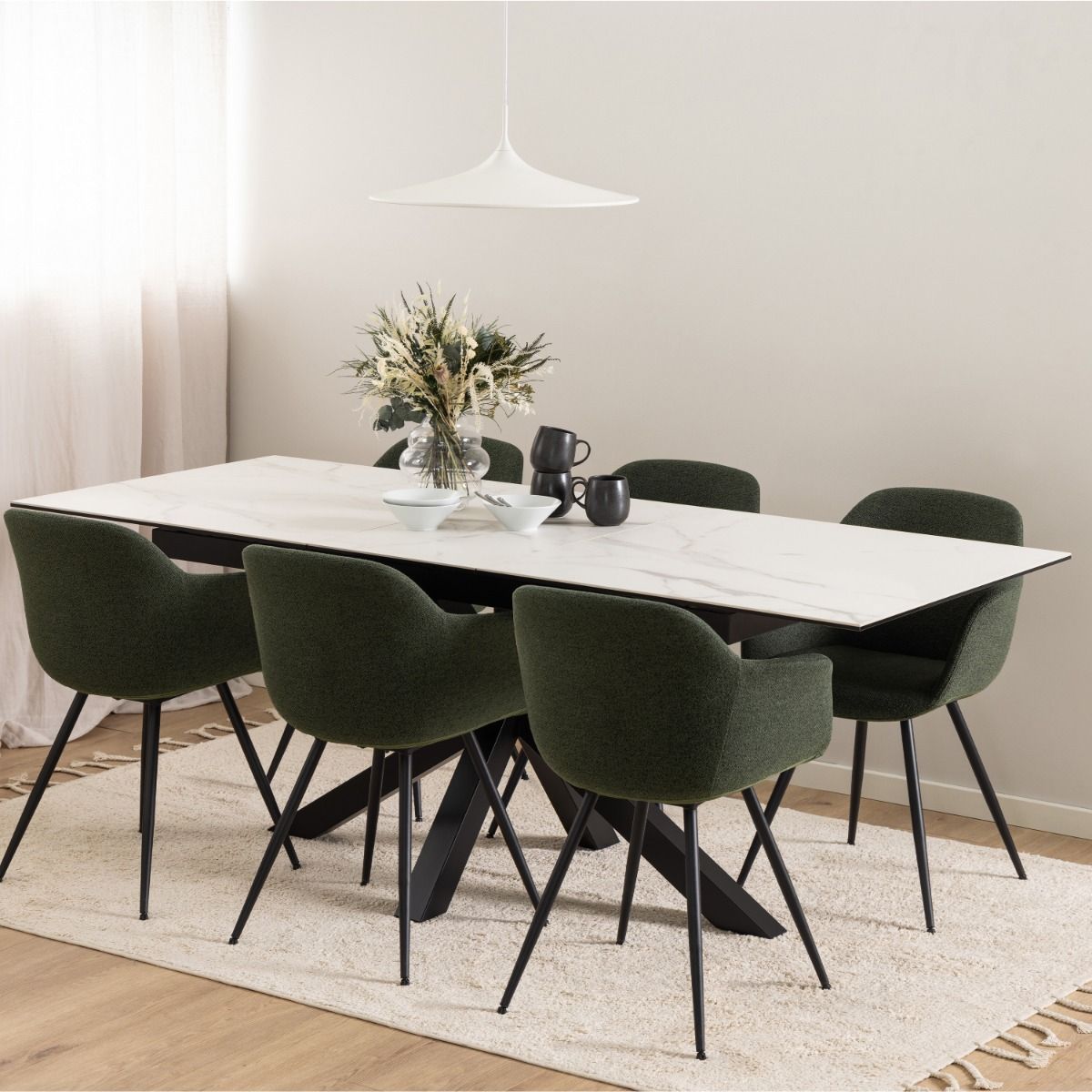 Ceramic Dining Table for 6 to 8 People 168cm Wide Extending - Heaven