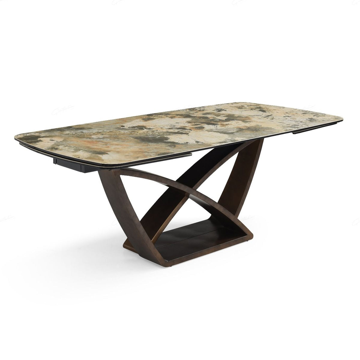 Ceramic Dining Table for 6 to 8 People Extending in Italian Emerald Vein - Lavish