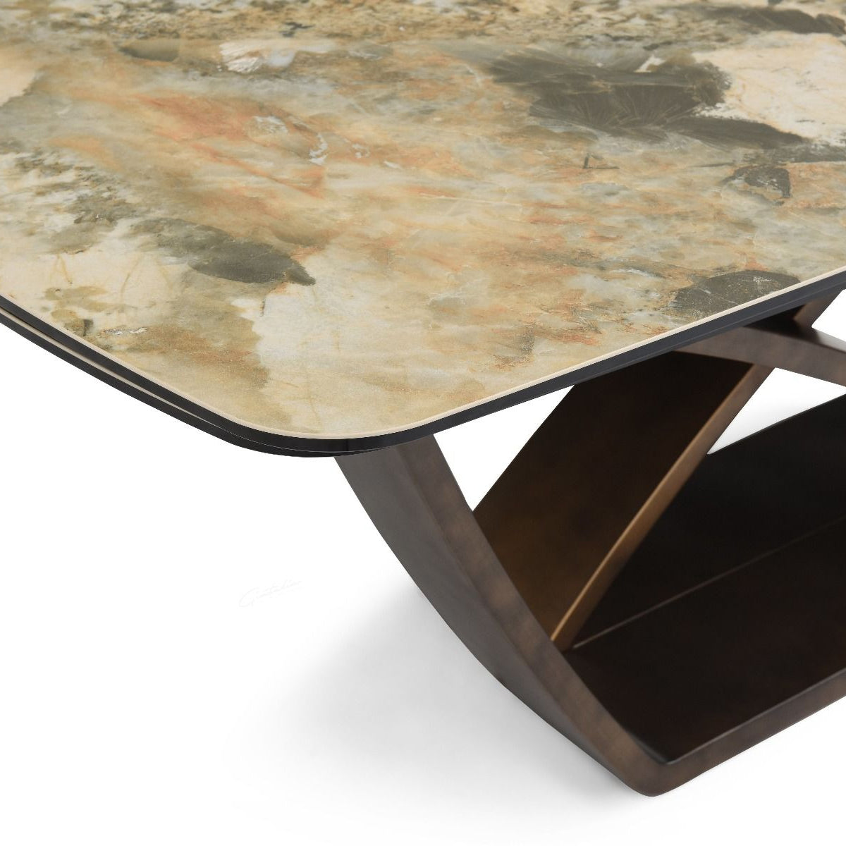 Ceramic Dining Table for 6 to 8 People Extending in Italian Emerald Vein - Lavish