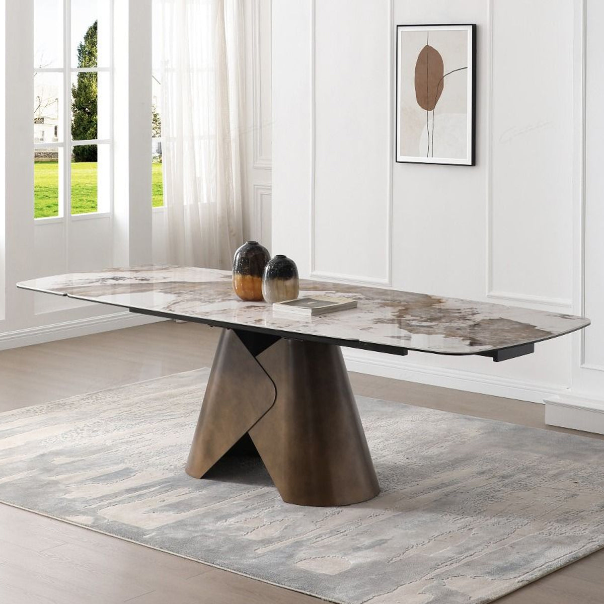 Ceramic Dining Table for 6 to 8 People Extending in Italian Pandora - Feretti