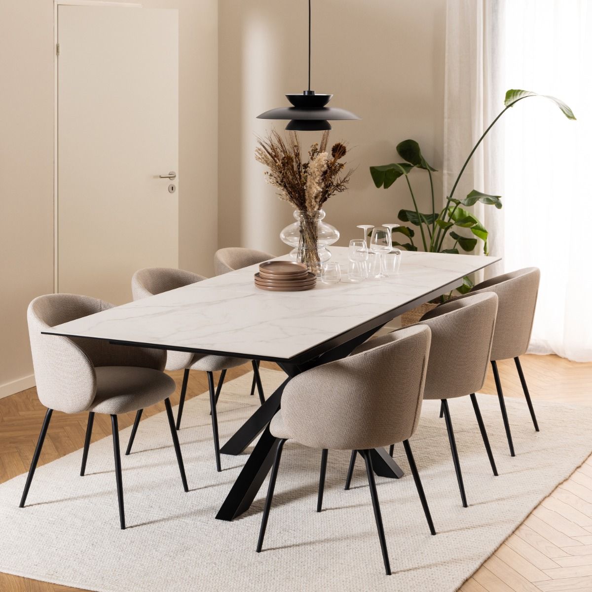 Ceramic Dining Table for 8 to 10 People 200cm Wide Extending - Heaven
