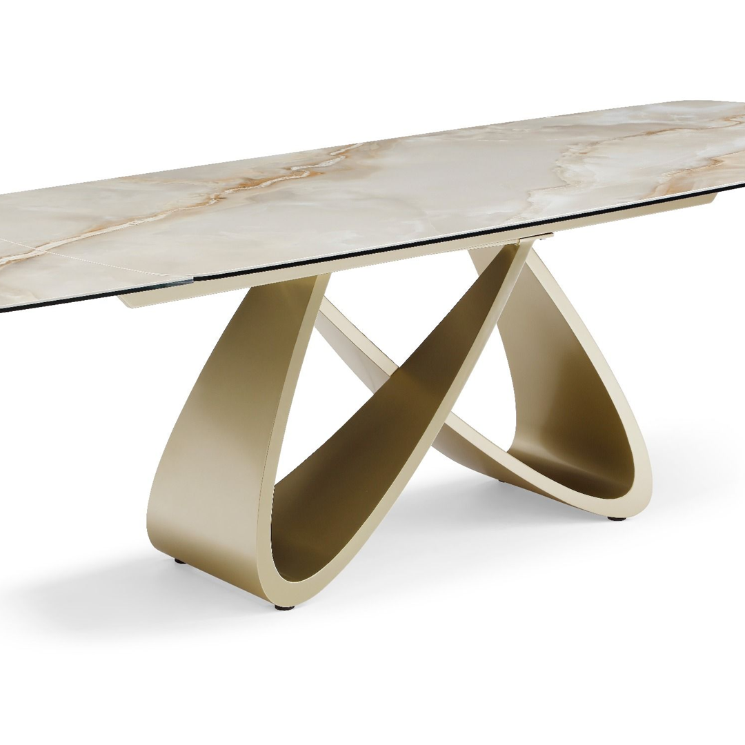 Ceramic Dining Table Extending in Curved Shape for 10 People - Ludovica