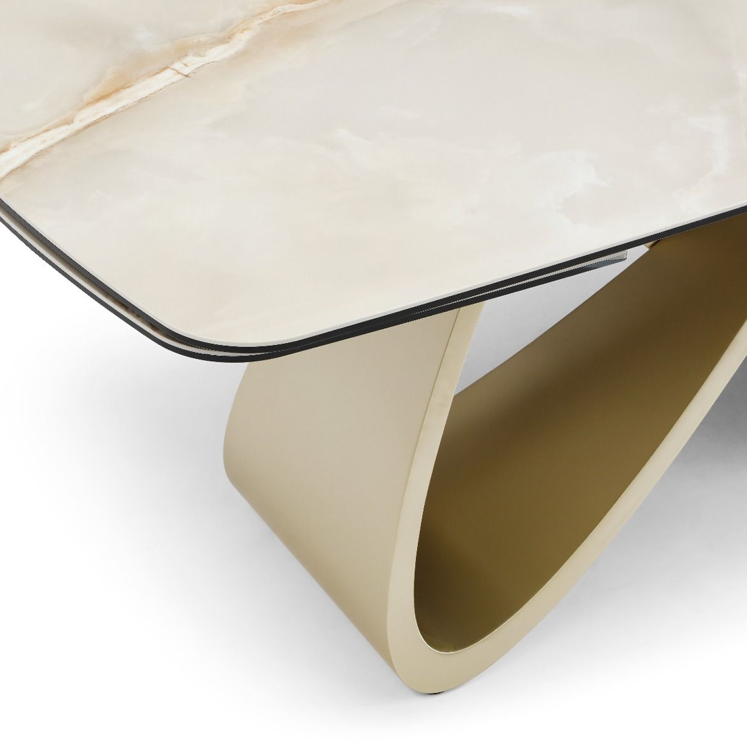 Ceramic Dining Table Extending in Curved Shape for 10 People - Ludovica