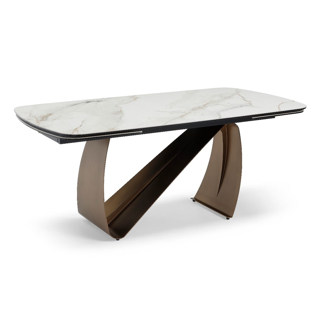 Ceramic Dining Table Extending in Curved Shape for 10 to 12 People - Lusso