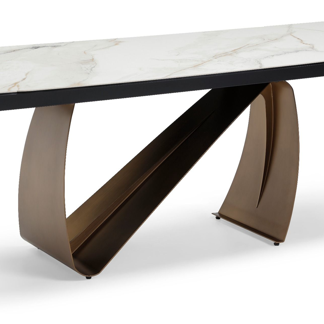 Ceramic Dining Table Extending in Curved Shape for 10 to 12 People - Lusso