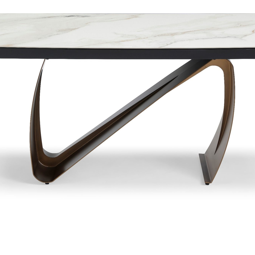 Ceramic Dining Table Extending in Curved Shape for 10 to 12 People - Lusso