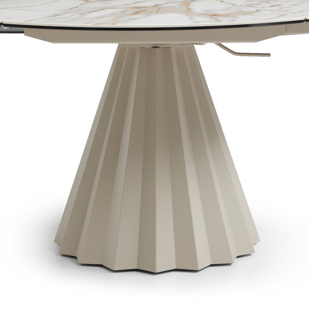 Ceramic Dining Table Extending in Round for 8 People - Skye
