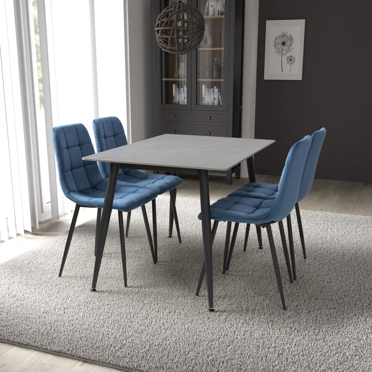 Ceramic Dining Table for 4 People 120cm Wide Rectangular - Monaco